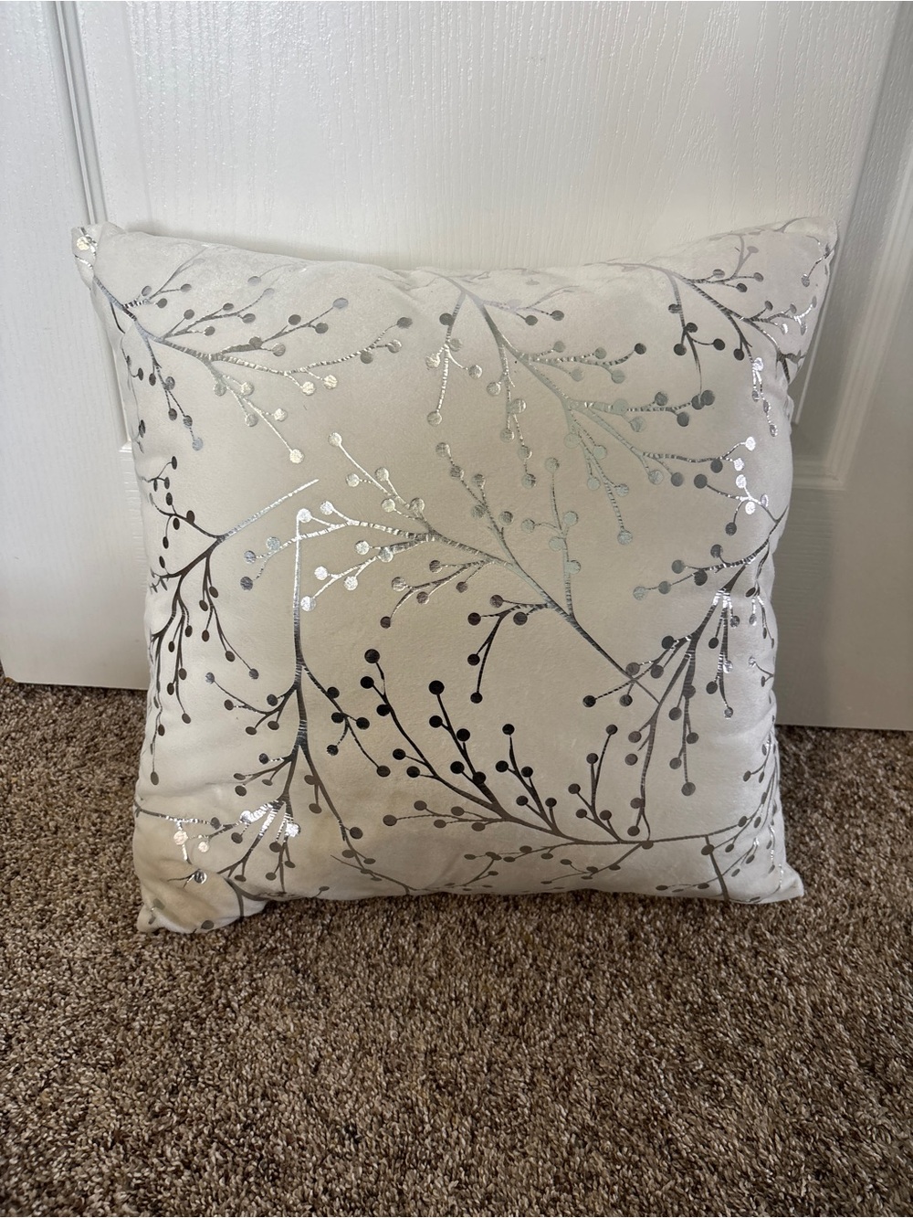 NEW WITH TAGS Winter Throw Pillow Silver and White